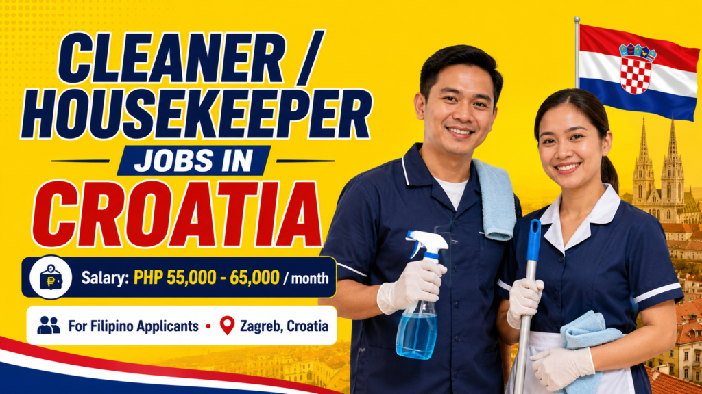 Cleaner/Housekeeper Job Hiring in Croatia for Filipinos