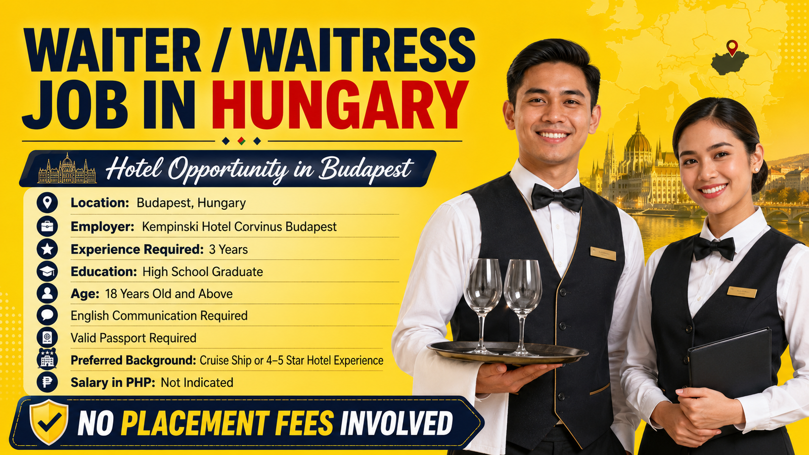 Waiter/Waitress Job in Hungary 2026