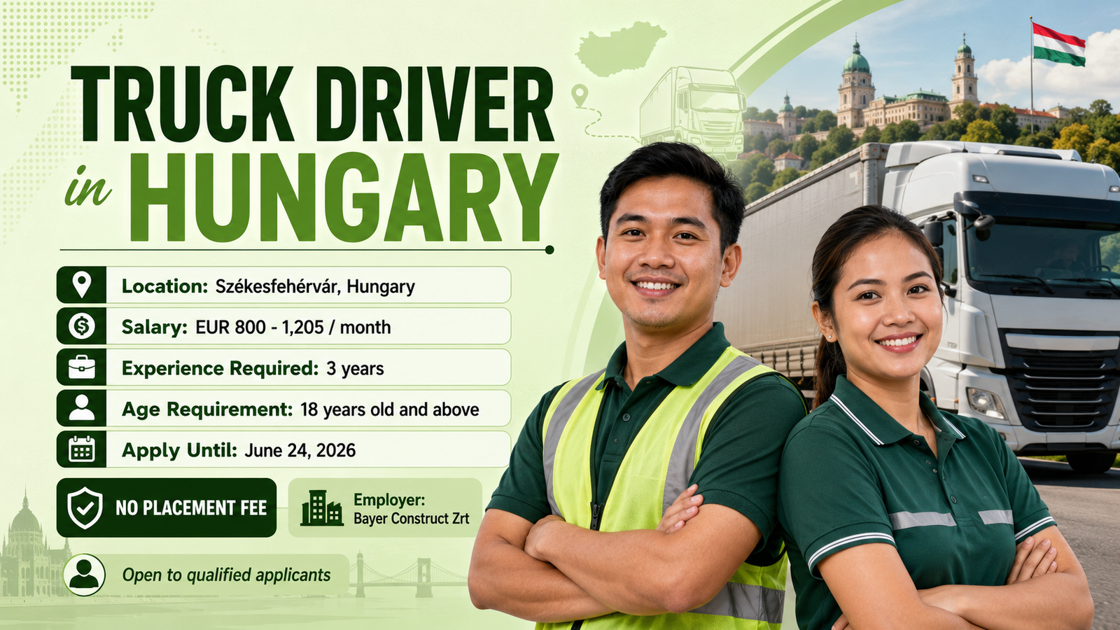 Truck Driver Job in Hungary for Filipinos 2026 | Salary Up to PHP55,000/Month