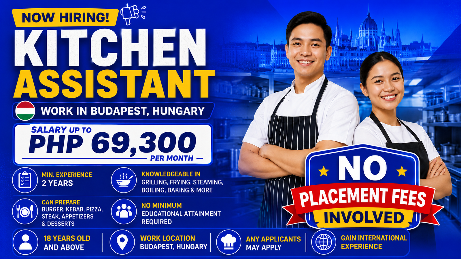Hiring Kitchen Assistant in Hungary